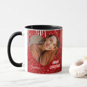 Taza Merry Christmas Heart Personalized Photo Name