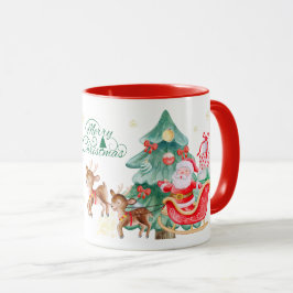 Taza Merry Christmas Mug – Santa & Flying Reindeer
