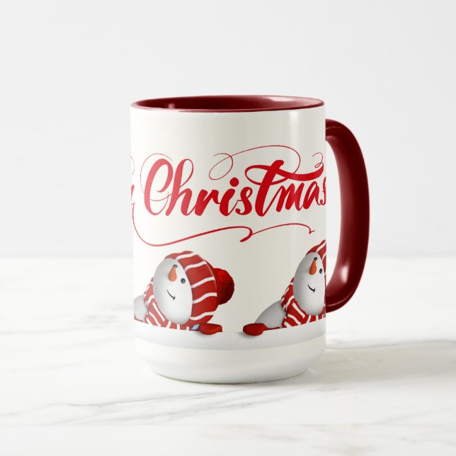 Taza Merry Christmas Snowmen  (Anverso derecho)