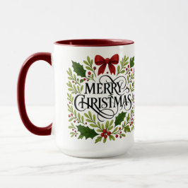 Taza Merry Christmas Wreath Coffee Mug