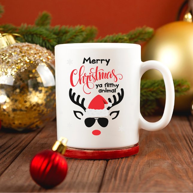 Taza Merry Christmas Ya Filthy Animal Funny Reindeer  (Subido por el creador)