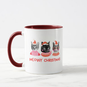 Taza Merry Meow Christmas Cat Design.