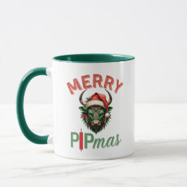 Taza Merry PIPmas Trading Bull Christmas Design – Funny