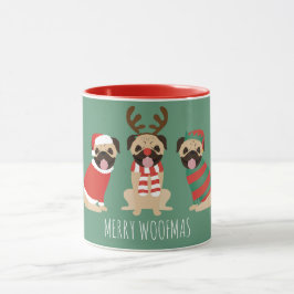 Taza Merry Woofmas Pug Dogs