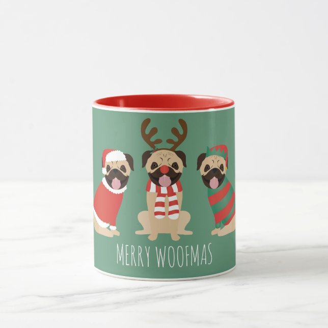 Taza Merry Woofmas Pug Dogs (Centro)