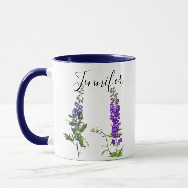Taza Mes de nacimiento flor-julio fango personalizado (Izquierda)