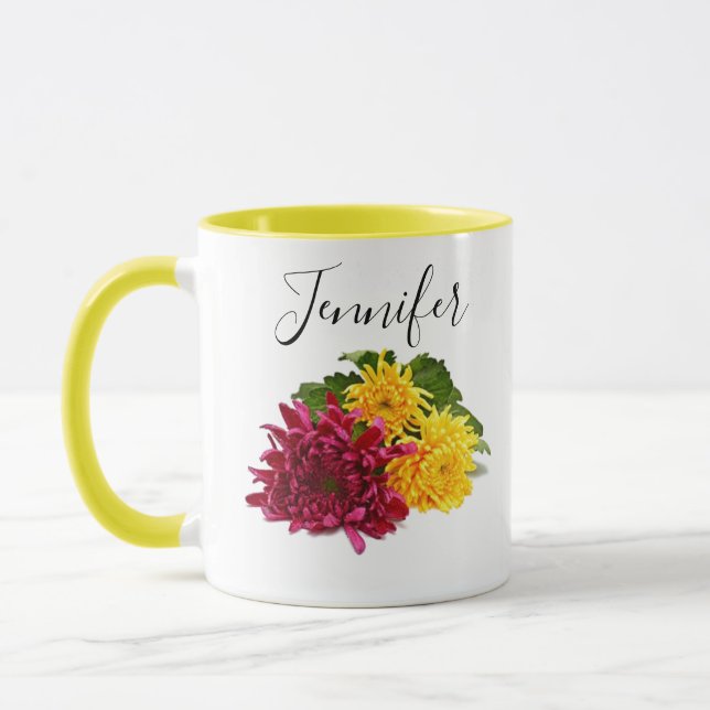 Taza Mes de nacimiento flor-Mug personalizada de noviem (Izquierda)