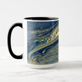 Taza metálica azul y dorada