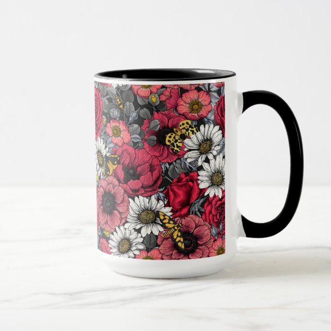 Taza Metas en la mezcla de flores en rojo y gris (Derecha)