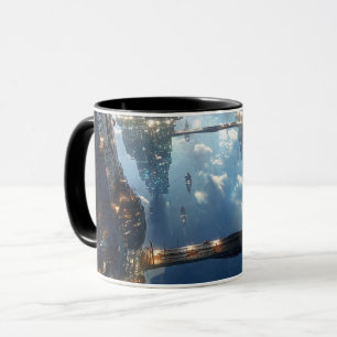 Taza Metrópolis flotante en el cielo