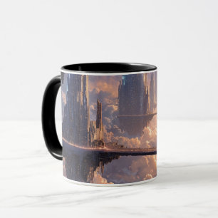 Taza Metrópolis flotante en las nubes