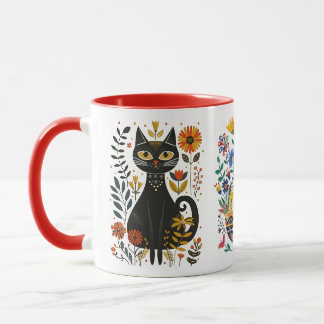 Taza Mexicana Cats and Bouquet, (Izquierda)
