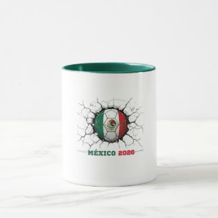 Taza México 2026 Balón de Fútbol Rompiendo Pared - FAN