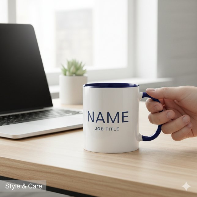 Taza Mezcla combinada azul de la marina personalizada c (Personalized Navy Blue Combo Mug with Your Name)