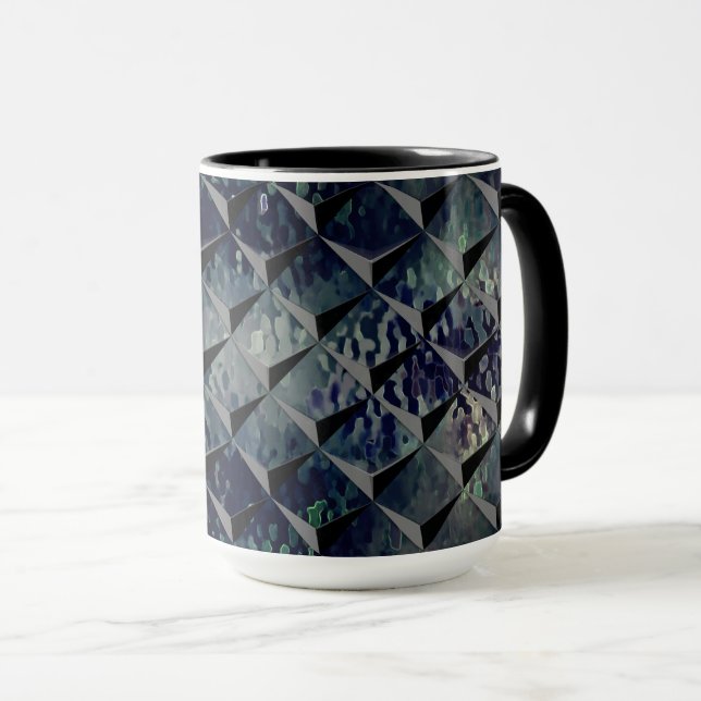 Taza Mezcla de cuadrados 3D con fondo de 'vidrio de hum (Anverso derecho)