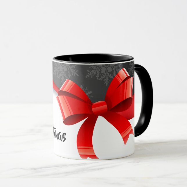 Taza Mezcla de Navidades de la cinta roja festiva (Anverso derecho)
