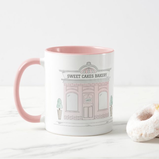 Taza Mezcla de Panadería Rosa | Ilustracion de escapara (Con donut)