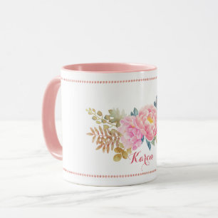 Taza Mezcla floral de color de agua Delicada