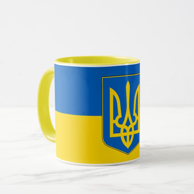 Taza Mezcla negra con bandera de Ucrania (Anverso izquierdo)