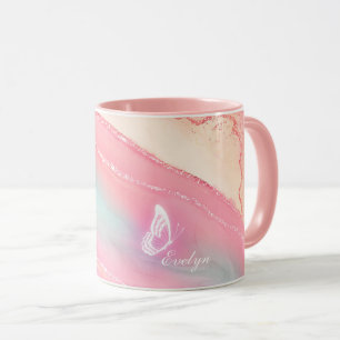 Taza Mezcla personalizada de Mármol de oro rosa Combo