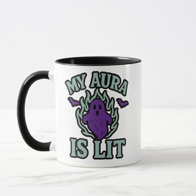Taza MI AURA ESTÁ LITERADA - Funny Halloween Ghost Mug (Izquierda)