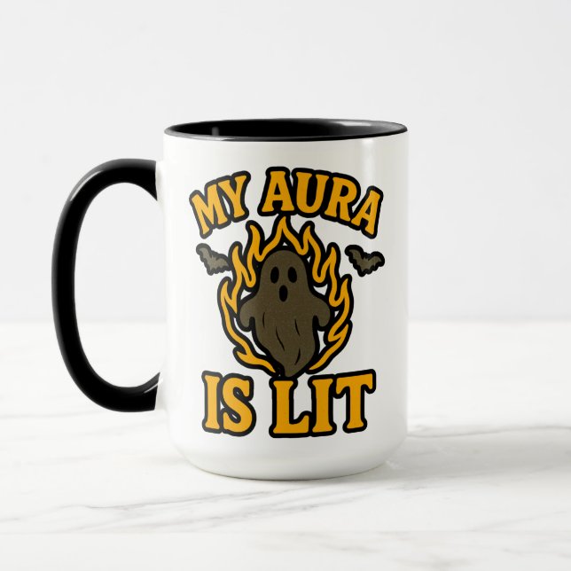 Taza MI AURA ESTÁ LITERADA - Funny Halloween Ghost Mug (Izquierda)
