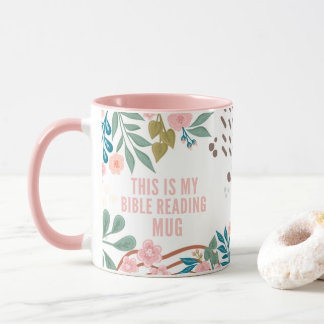 Taza Mi Biblia Leyendo nombre personalizado de resumen  (Con donut)