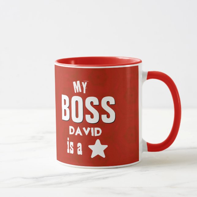 Taza Mi Boss es un rojo y un blanco de encargo del (Derecha)