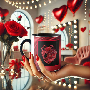 Taza Mi corazón dulce rojo brillante San Valentín café