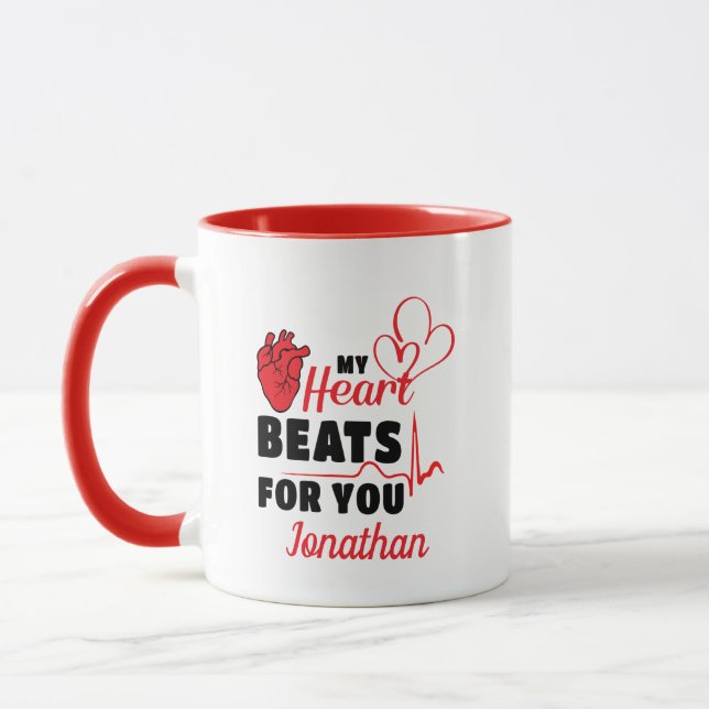 Taza Mi Corazón Golpea Por Ti Personalizado (Izquierda)