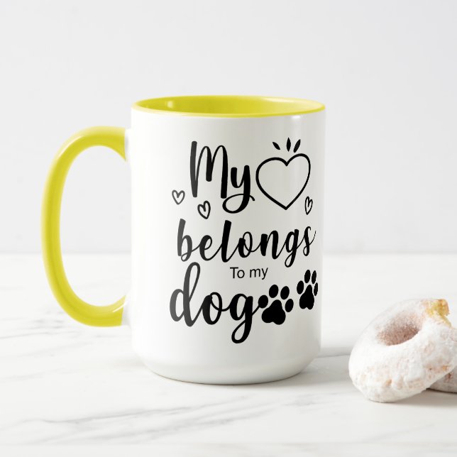 Taza Mi corazón pertenece a mi perro (Con donut)