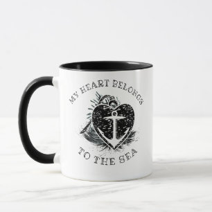 Taza Mi corazón pertenece al ancla de mar