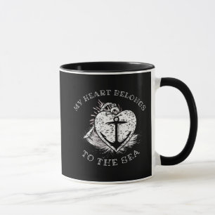 Taza Mi corazón pertenece al ancla del mar