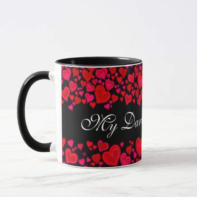 Taza Mi Darling Valentine corazones rojo negro fango (Izquierda)