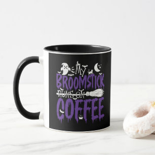 Taza Mi Escoba Funciona Con Café Bruja Escoba Halloween