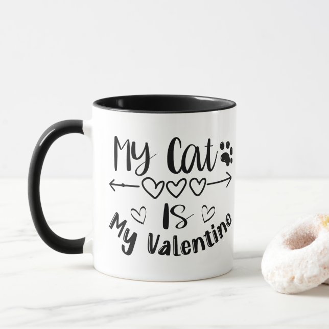 Taza Mi gato es mi San Valentín (Con donut)