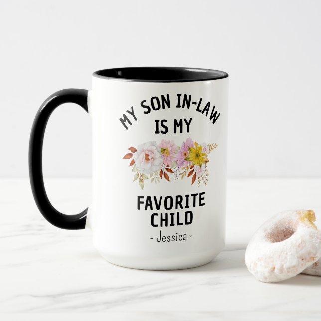 Taza Mi Hijo De Derecho Es Mi Nombre Personalizado Favo (Con donut)