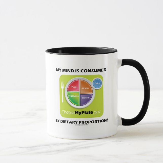 Taza Mi mente es consumida por proporciones dietéticas (Derecha)