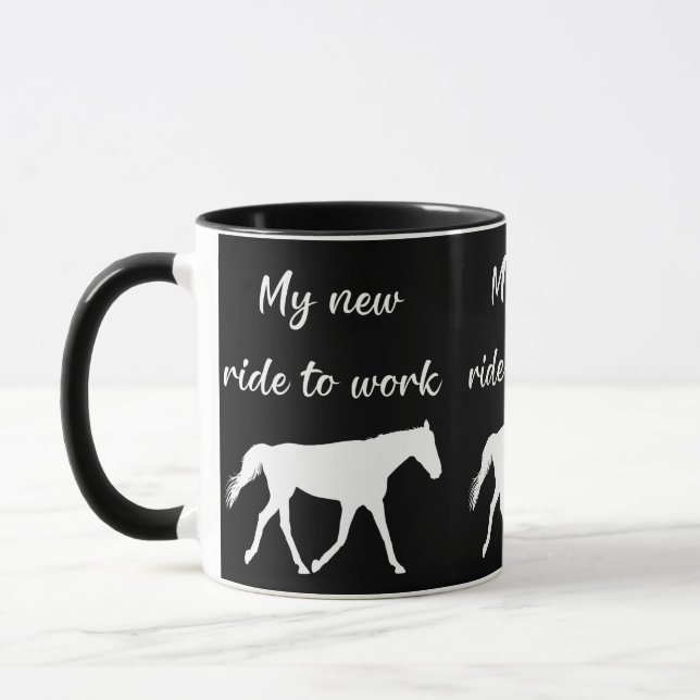 Taza Mi nuevo viaje al trabajo por caballos es gracioso (Izquierda)