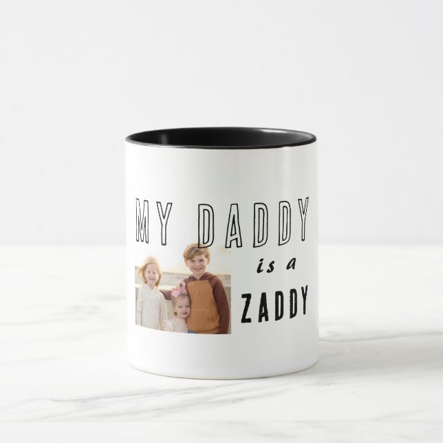 Taza Mi papá es una foto de Zaddy. (Centro)