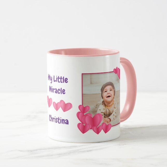 Taza Mi pequeño milagro con fotos del corazón y despedi (Anverso derecho)
