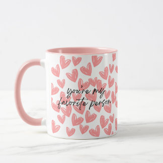Taza Mi Persona Favorita Pink Hearts Two-Tone Mug