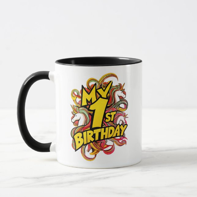 Taza Mi Primer Cumpleaños Con Unicornios (Izquierda)
