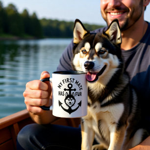 Taza Mi primer oficial tiene pelo Husky perro ancla náu