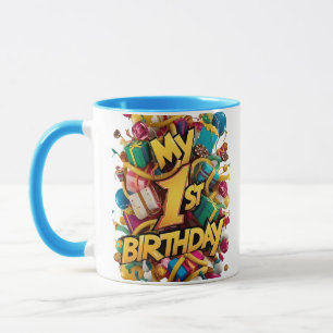 Taza Mi Primer Pastel De Galletas De Cumpleaños Y Globo