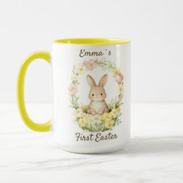 Taza Mi primera corona floral de Pascua con conejo vint