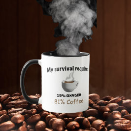 Taza Mi supervivencia requiere café