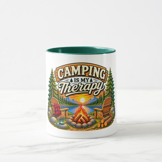 Taza Mi terapia es acampar (Centro)