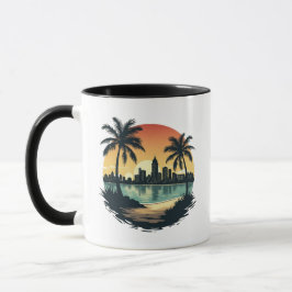 Taza Miami Beach Florida City Skyline Coffee Mug