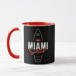 Taza Miami Surf – Diseño de tabla de surf vintage con p